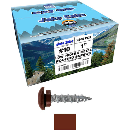 10 X 1" - LOW PROFILE Star Head Roofing Screws - HI-LO Thread - Metal To Wood - T25 Torx Drive Head - EPDM washer.