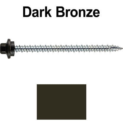 10 x 3” - STAINLESS HEX / ZINC Sheet Metal Roof Screw. Self starting metal to wood siding screws. EPDM washer. Colored head.