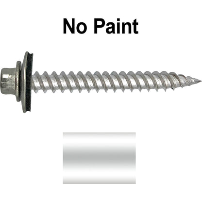 12 x 2"  Stainless Steel Metal Roofing Screw - Hex ReGrip Washer Head - Self starting/self tapping - EPDM washer. Colored head.