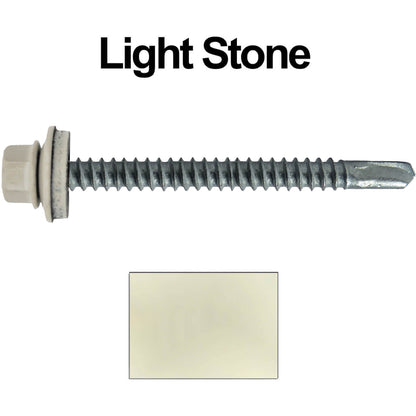 #12 X 3" Metal to Metal Type #3 Roofing Screws - Hex Washer Head - Self starting/self tapping - 5/8" EPDM washer. Colored head.