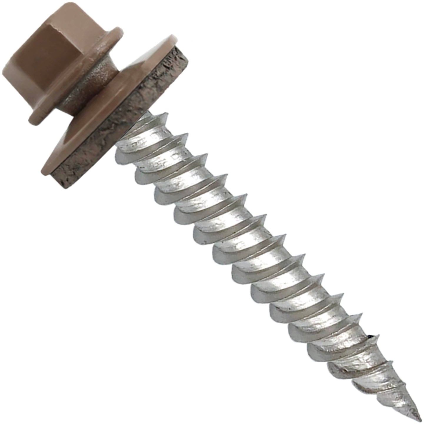 12 x 1-1/2" Stainless Steel Metal Roofing Screw: Hex ReGrip Sheet Metal Roof Screw. Sharp Point metal to wood siding screws. 5/8" EPDM washer. Product comes in 250 Count Bags  - Some Colors Special Order Only