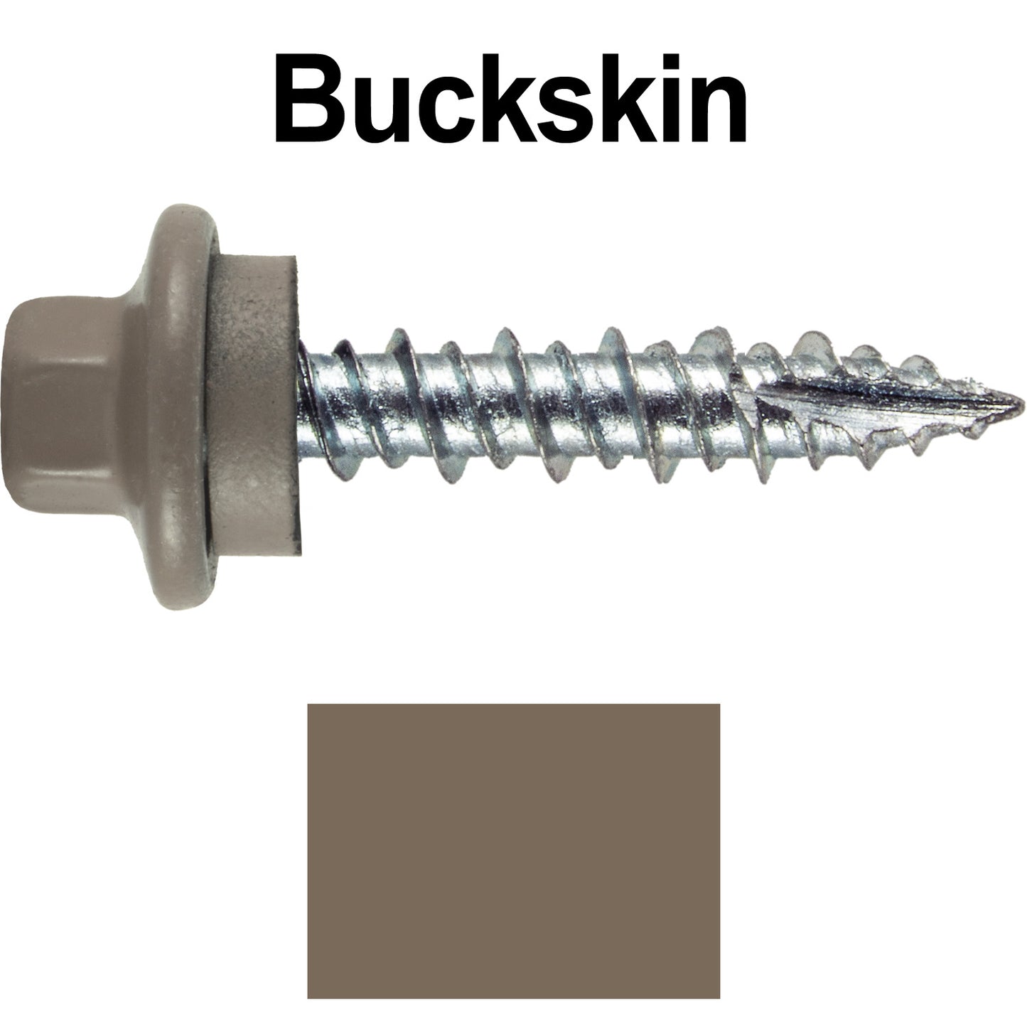 10 x 1" - STAINLESS HEX / ZINC Sheet Metal Roof Screw. Self starting metal to wood siding screws. EPDM washer. Colored head.