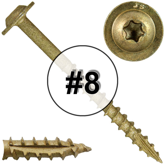 #8 Bronze Star Exterior Coated Modified Truss Head Cabinet Wood Screw Torx/Star Drive Head - Multipurpose Exterior Coated Torx/Star Drive Wood Screws