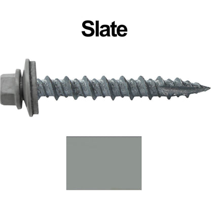 10 x 1-1/2" Metal ROOFING SCREWS - Hex Washer Head - Self starting/self tapping - EPDM washer. Colored head.