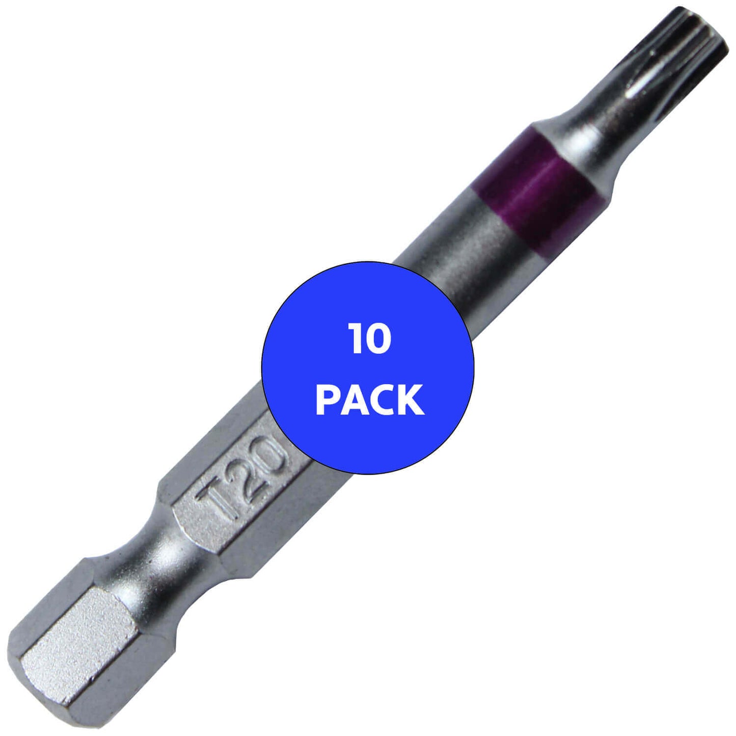 T20 (T-20) Torx/Star Driver Bit - Color Coded Torx/Star Drive Quick Change Shank Bit for Screws and Fasteners Requiring T20 (T-20)
