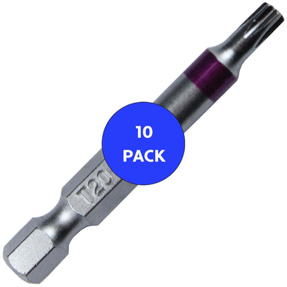 T20 (T-20) Torx/Star Driver Bit - Color Coded Torx/Star Drive Quick Change Shank Bit for Screws and Fasteners Requiring T20 (T-20)