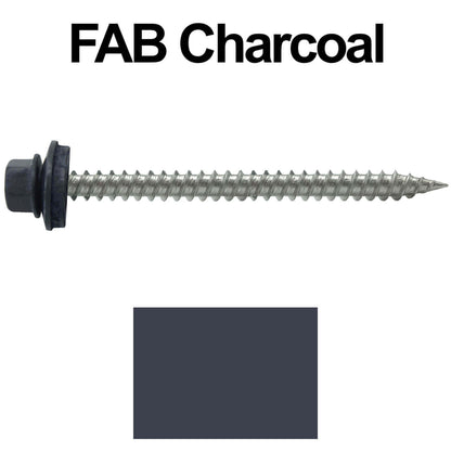 9 x 2-1/2" - Stainless Steel Metal Roofing Screws - Hex Washer Head -  Self starting metal to wood siding screws. EPDM washer. Colored head.