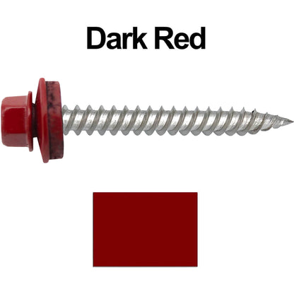 12 x 2"  Stainless Steel Metal Roofing Screw - Hex ReGrip Washer Head - Self starting/self tapping - EPDM washer. Colored head.