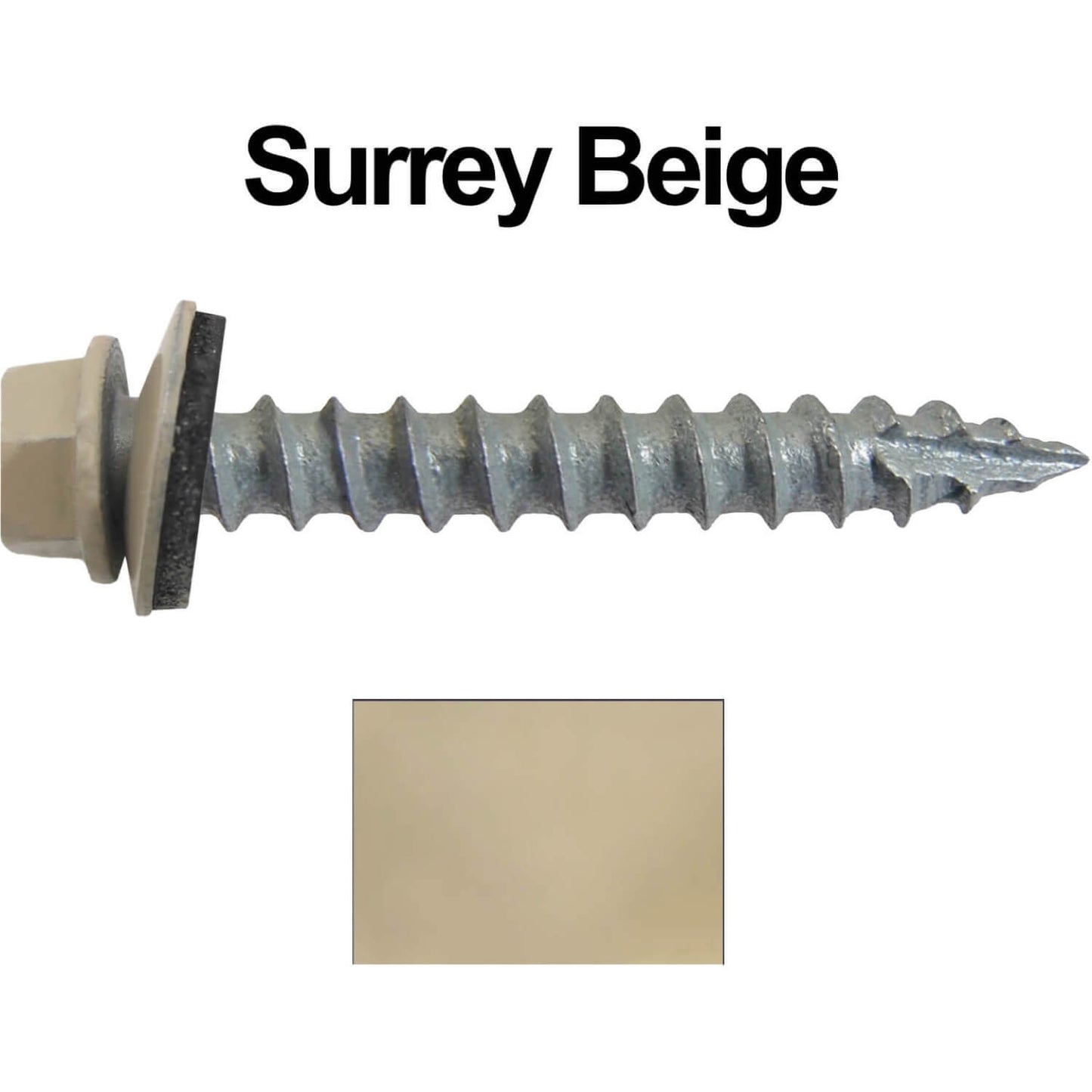 #14 x 1-1/2" Metal ROOFING SCREWS - Hex Washer Head - Self starting/self tapping - EPDM washer. Colored head.