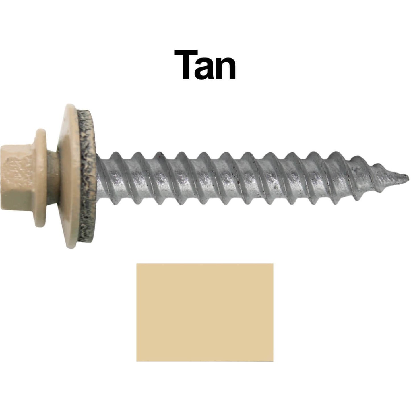 12 x 1-1/2"  Metal ROOFING SCREWS - Hex Washer Head - Self starting/self tapping - EPDM washer. Colored head.