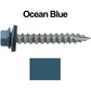 #14 x 1-1/2" Metal ROOFING SCREWS - Hex Washer Head - Self starting/self tapping - EPDM washer. Colored head.
