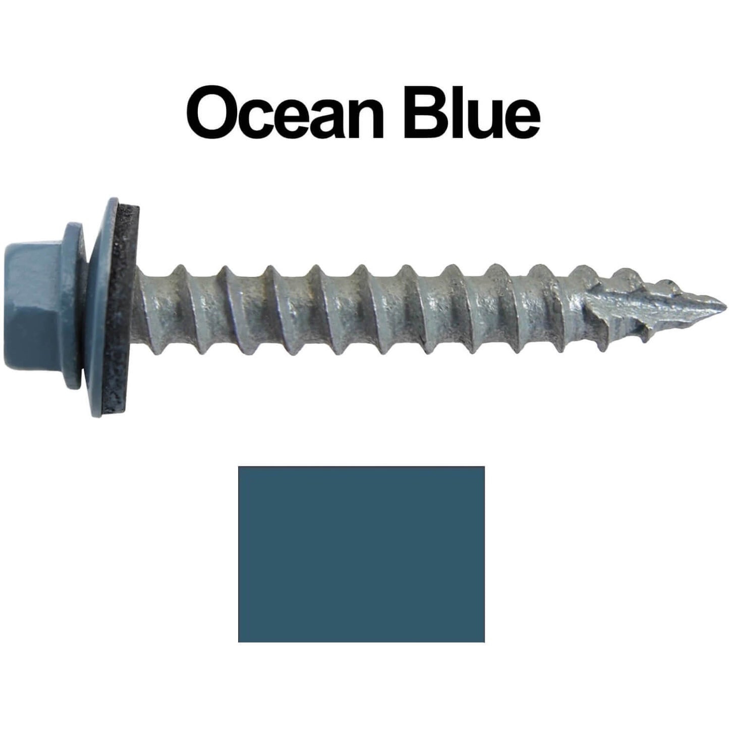 #14 x 1-1/2" Metal ROOFING SCREWS - Hex Washer Head - Self starting/self tapping - EPDM washer. Colored head.