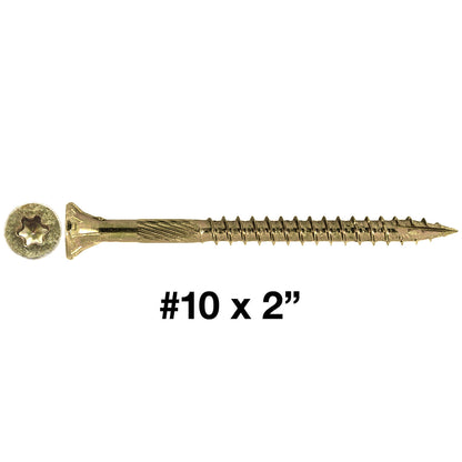 #10 x 2" Gold Star Wood Screw, T-30 Torx Drive, Flat Head (OVERSTOCK)