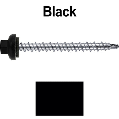 10 X 2” Zinc Aluminum Cap MINI-DRILLER Roofing Screws HI-LO THREAD Zinc Plated Carbon Steel Shank - EPDM Washer - Colored head