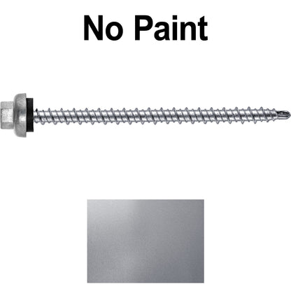10 X 3" Zinc Aluminum Cap MINI-DRILLER Roofing Screws HI-LO THREAD Zinc Plated Carbon Steel Shank - EPDM Washer - Colored head