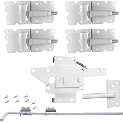 Vinyl Gate Kits in Standard and Self-Closing for Single and Double Gates. Choose from Black or White With or Without Drop Rods. Standard and Extended Gate Latches