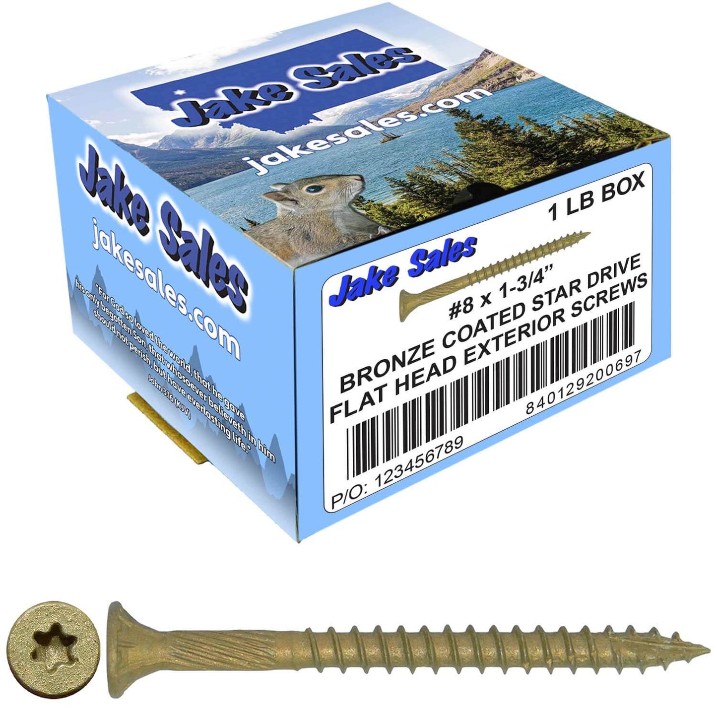 #8 x 3/4" - 2" Bronze Exterior Coated Wood Screw Torx/Star Drive Head - Multipurpose Exterior Coated Torx/Star Drive Wood Screws