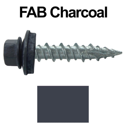 #10 x 1" Metal ROOFING SCREWS - Hex Washer Head - Self starting/self tapping - EPDM washer. Colored head.
