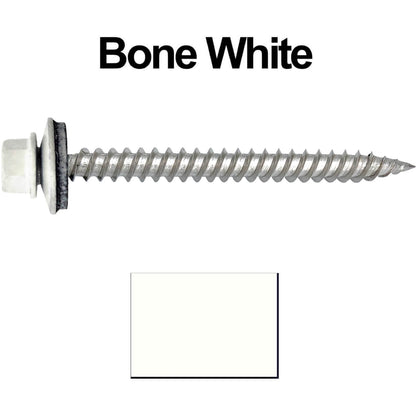 12 x 2-1/2" Stainless Steel Metal Roofing Screw - Hex Washer Head - Self starting/self tapping - EPDM washer. Colored head.