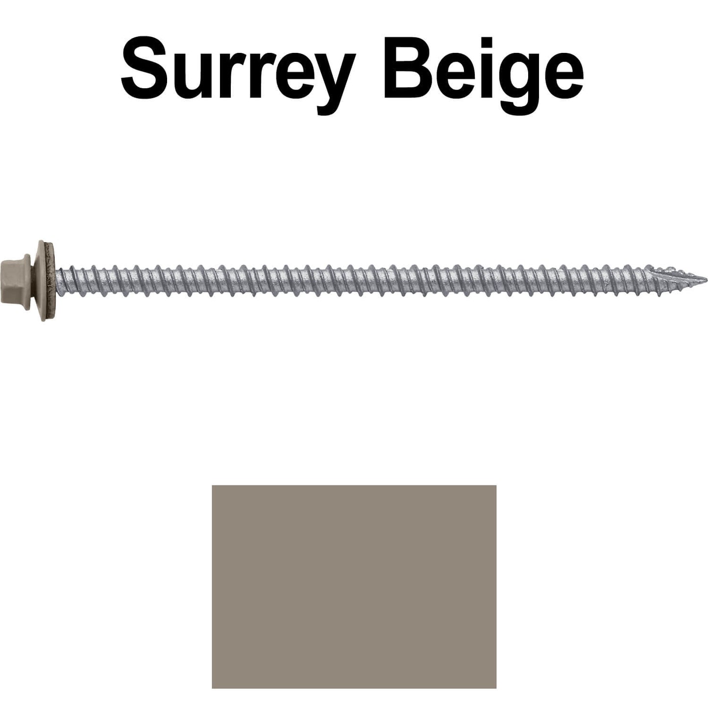 #10 x 4" Metal ROOFING SCREWS - Hex Washer Head - Self starting/self tapping - EPDM washer. Colored head.