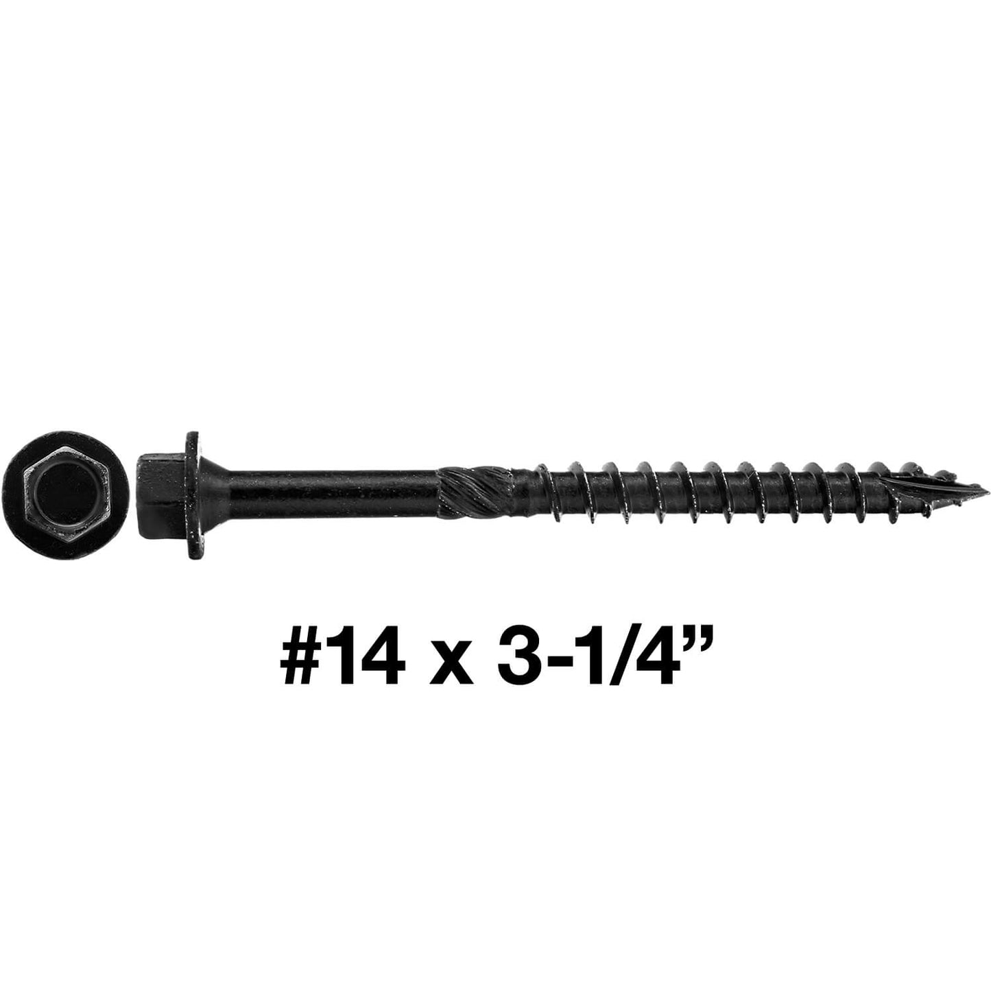 #14 Heavy-Duty Black Timber, Log & Structural Wood Screws - Exterior Coated - Use for Fastening Ledger Boards, Large Timbers, Logs and more.