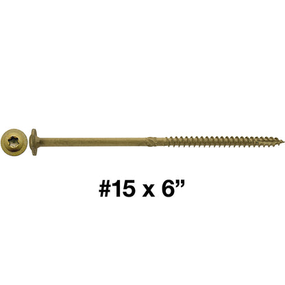 #15 Construction Lag Screw Exterior Coated Torx/Star Drive Heavy Duty Structural Lag Screw - Modified Truss Washer Head