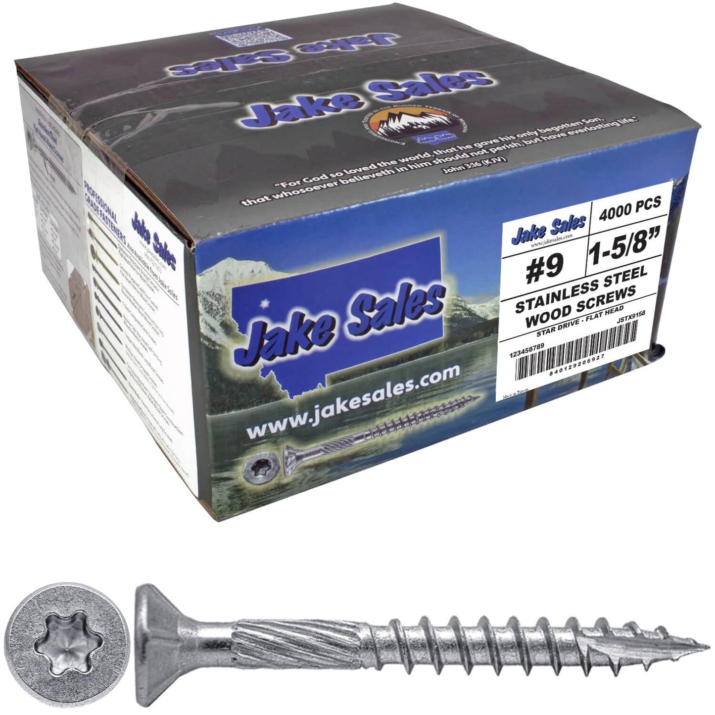 #9 Silver Star Stainless Steel Wood Screw Torx/Star Drive Head - Grade 300 Series Stainless Steel Torx/Star Drive Wood Screws