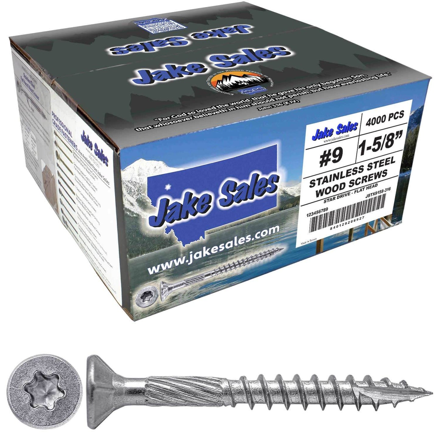 #9 Silver Star Stainless Steel Wood Screw Torx/Star Drive Head - Grade 300 Series Stainless Steel Torx/Star Drive Wood Screws