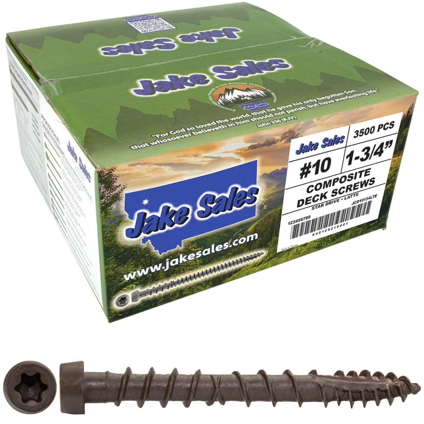 #10 x 1-3/4" Colored Composite Decking Wood Screws with Torx/Star Drive Head (T20 Bit), Exterior Coated, Compatible with Pressure Treated and ACQ Lumber