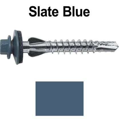 12 X 1-1/2" PFP STAINLESS STEEL Fastener - 1/4" Washer Hex Head - #3 Drill Point Tip -  For Polycarbonite, Fiberglass and PVC sheeting. Colored head.