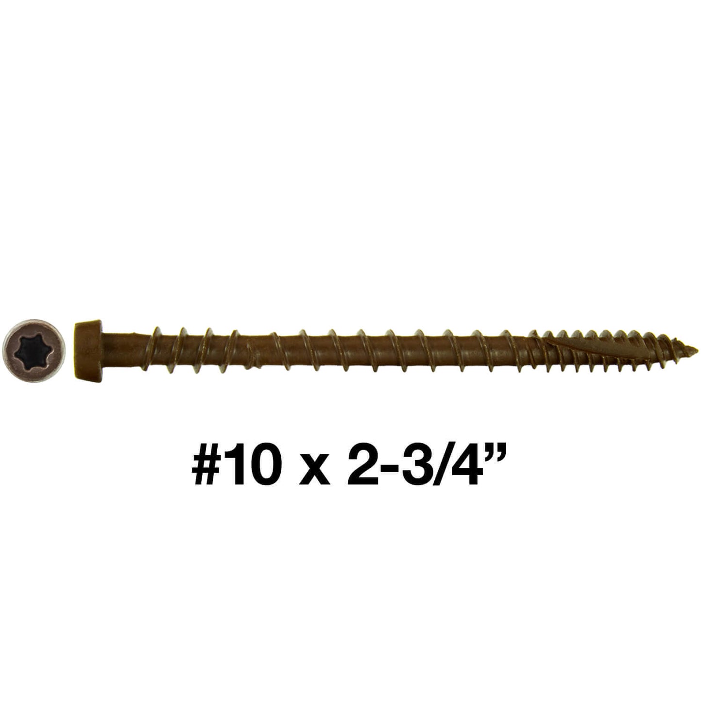 #10 x 2-3/4" Colored Composite Decking Wood Screw with Torx/Star Drive Head - Exterior Coated ACQ Lumber Compatible