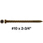 #10 x 2-3/4" Colored Composite Decking Wood Screws with Torx/Star Drive Head (T20 Bit), Exterior Coated, Compatible with Pressure Treated and ACQ Lumber