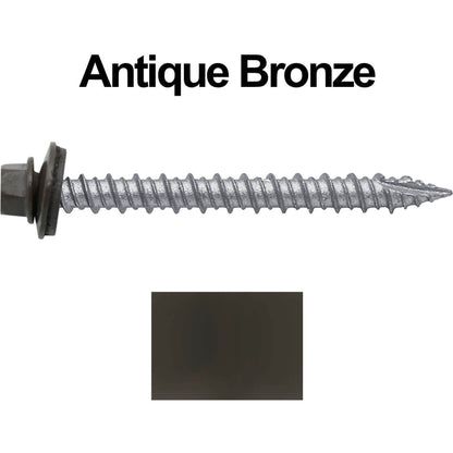 #10 x 2" Metal ROOFING SCREWS - Hex Washer Head - Self starting/self tapping - EPDM washer. Colored head.