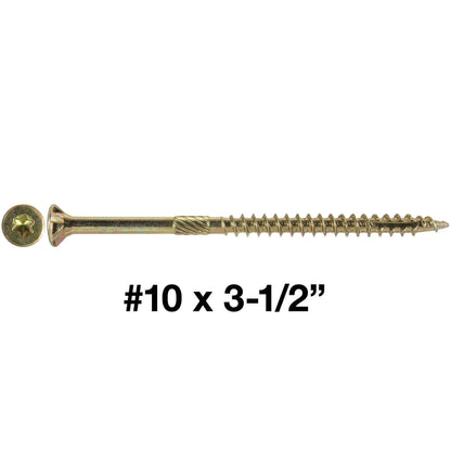 #10 Gold Star/Torx Drive Zinc Coated T-25 Flat Head Wood Screws