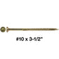 #10 Gold Star/Torx Drive Zinc Coated T-25 Flat Head Wood Screws