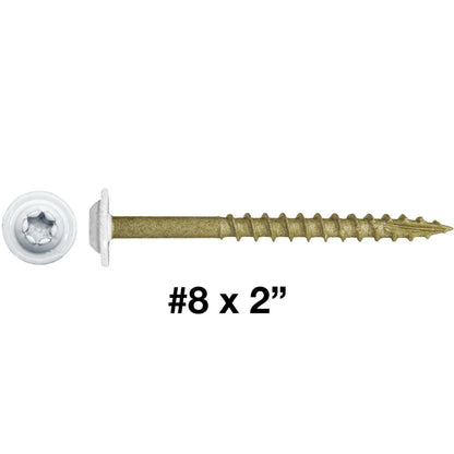 Bronze Star Exterior WHITE Coated Round Head - Cabinet Wood Screw with Torx/Star Drive Head. Multipurpose Exterior/Interior Coated Torx/Star Drive Wood Screws