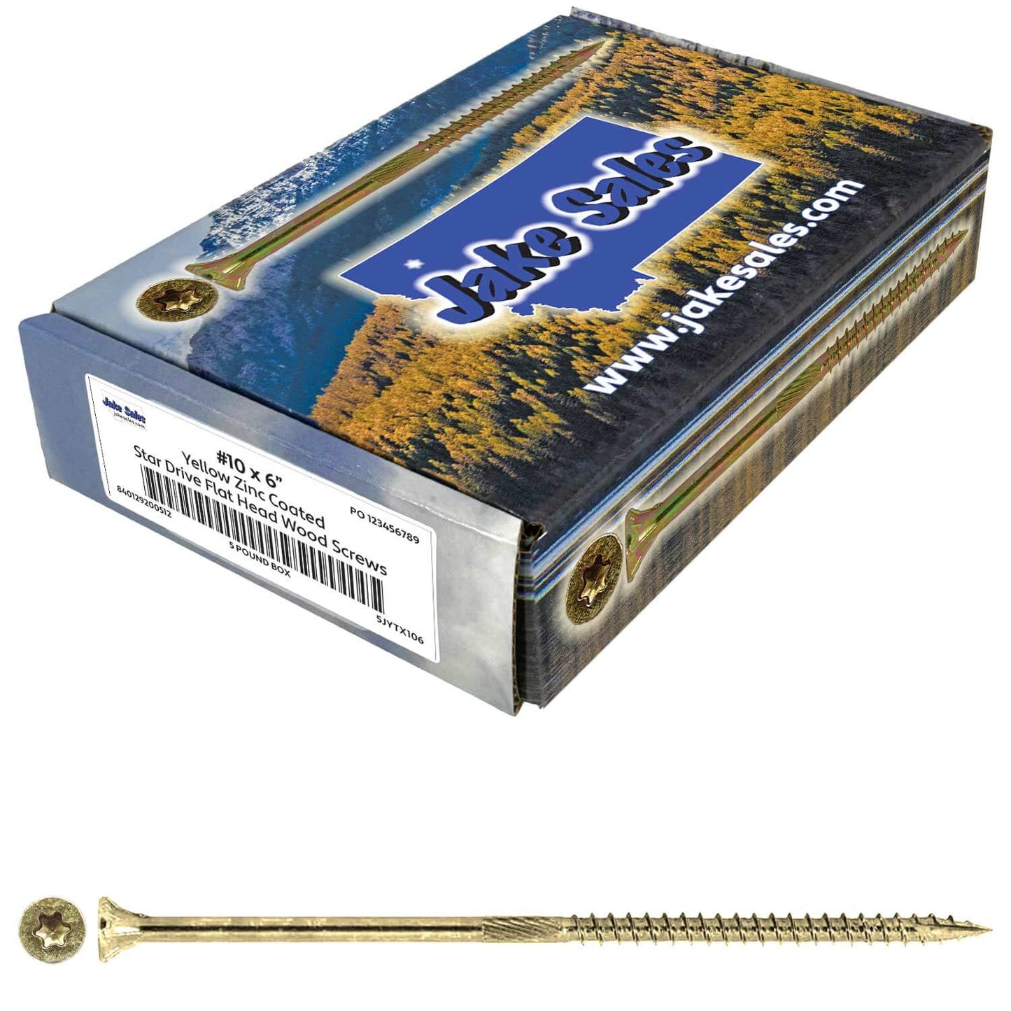 #10 Yellow Zinc Coated General Purpose Wood Screws. Torx/Star Drive Head - Multipurpose Torx/Star Drive Wood Screws