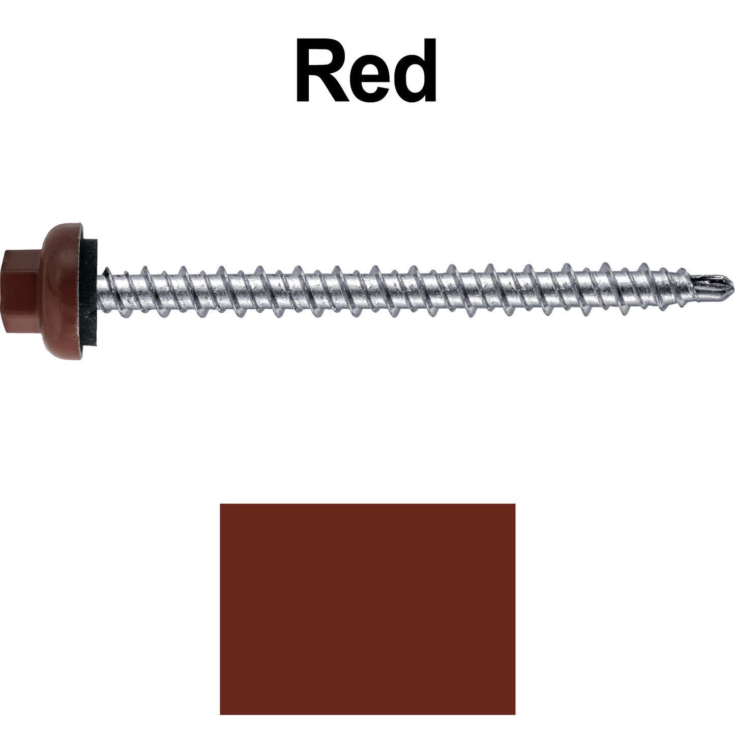 10 X 2-1/2" Zinc Aluminum Cap MINI-DRILLER Roofing Screws HI-LO THREAD Zinc Plated Carbon Steel Shank - EPDM Washer - Colored head