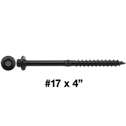 #17 Heavy Duty Structural Wood Screws - Exterior Coated Heavy Duty Wood Screws- Use for Fastening Ledger Boards, Large Timbers, Logs