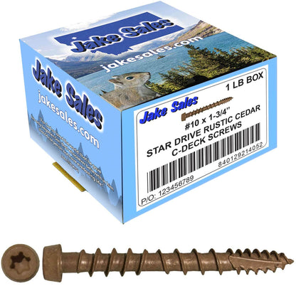 #10 x 1-3/4" Colored Composite Decking Wood Screws with Torx/Star Drive Head (T20 Bit), Exterior Coated, Compatible with Pressure Treated and ACQ Lumber