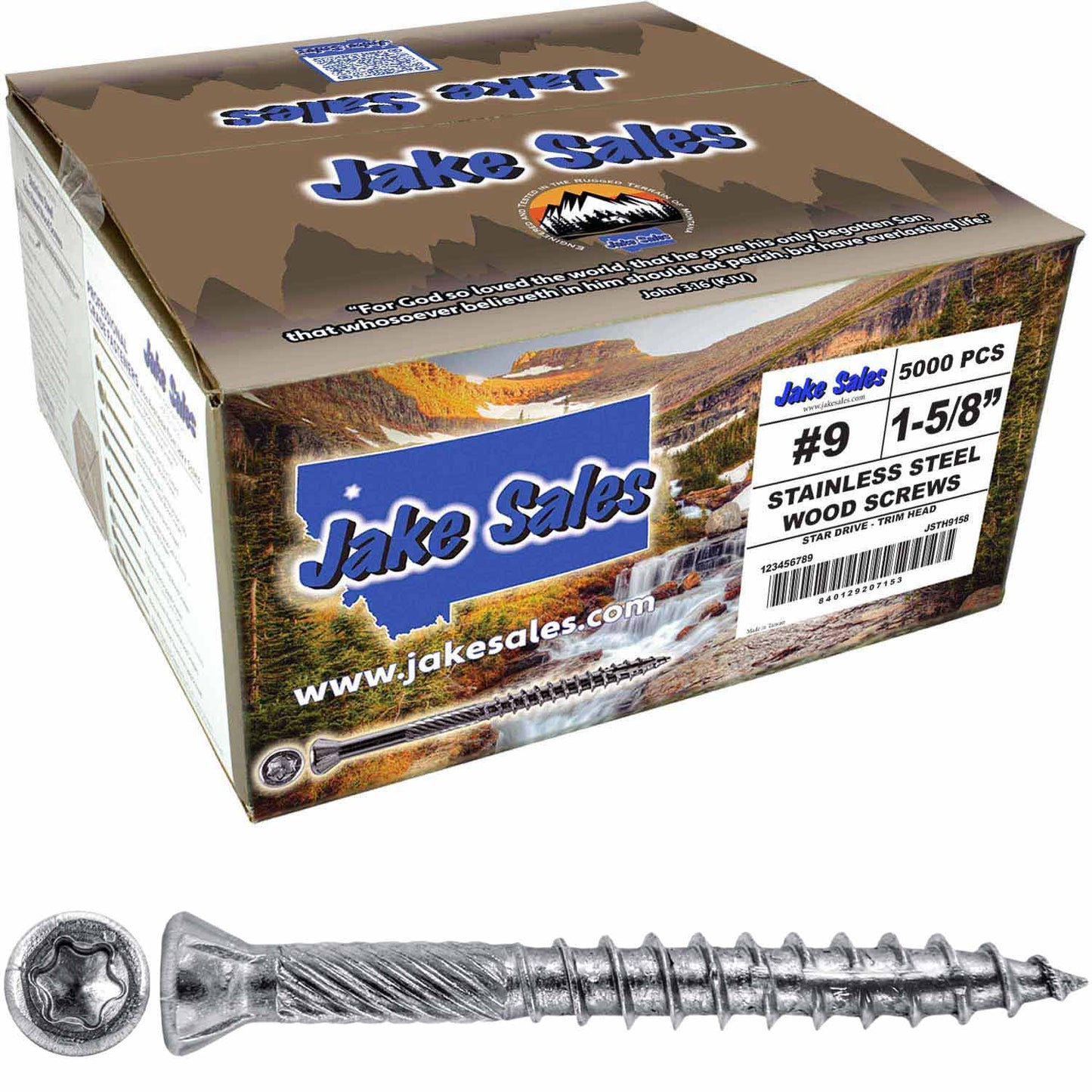 #9 Silver Star Stainless Steel TRIM HEAD Screw Torx/Star Head  - Stainless Steel TRIM HEAD Wood Screws