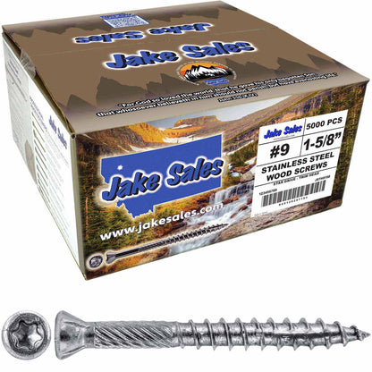 #9 Silver Star Stainless Steel TRIM HEAD Screw Torx/Star Head  - Stainless Steel TRIM HEAD Wood Screws