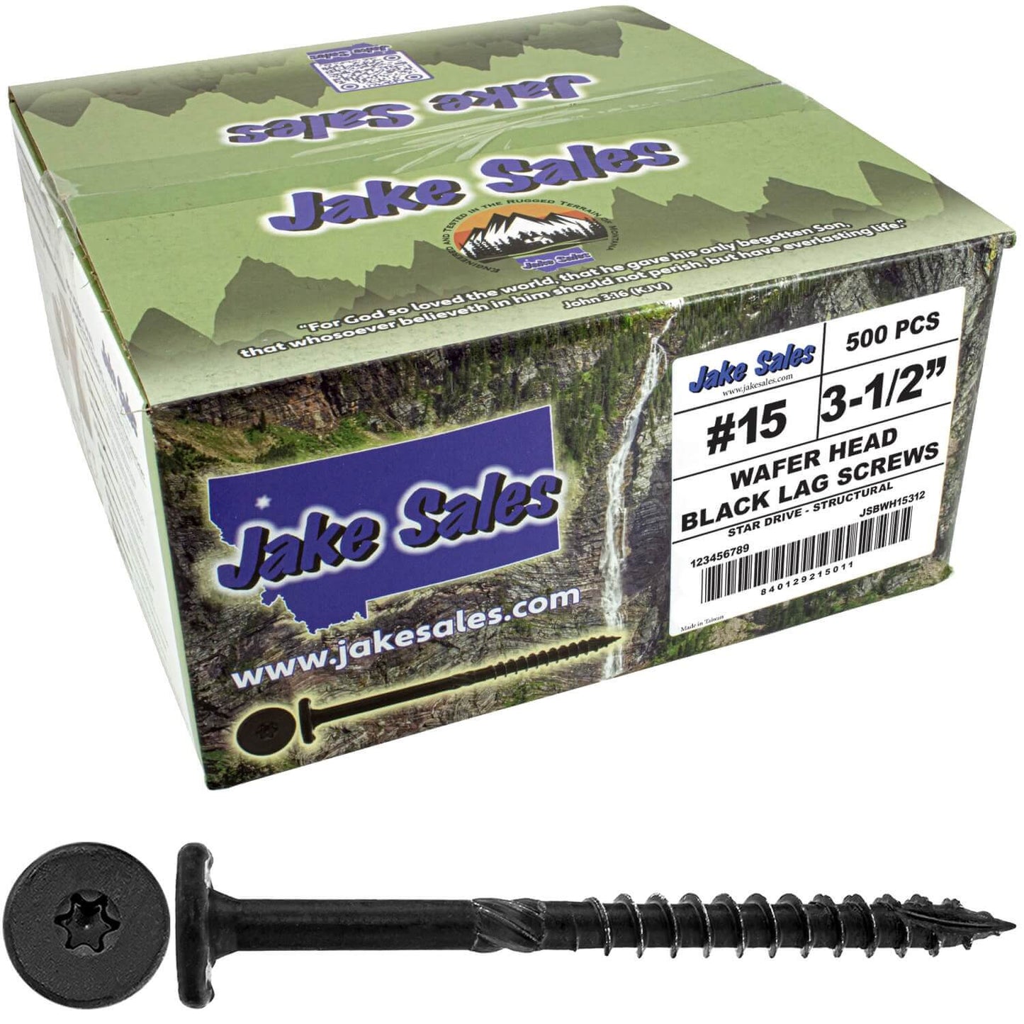 #15 Black Wafer Head Structural Lag Screws. Used for Log Construction, Timber Framing, Laminated Beams and Pole Barns Among Other Uses. T-30 Torx/Star Drive
