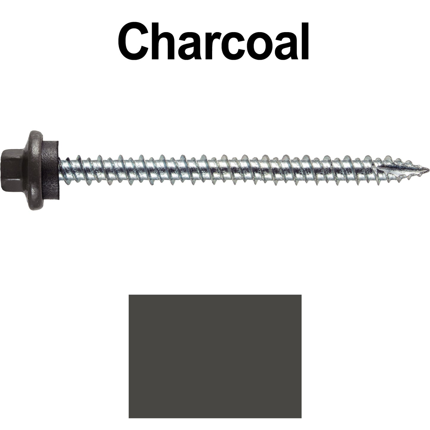 10 x 2-1/2” - STAINLESS HEX / ZINC Sheet Metal Roof Screw. Self starting metal to wood siding screws. EPDM washer. Colored head.