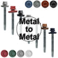 #12 x 2-1/2" Metal to Metal Type #3 Metal Roofing Screws - Hex Head Drill Point - 9/16" EPDM Washer. Colored head.