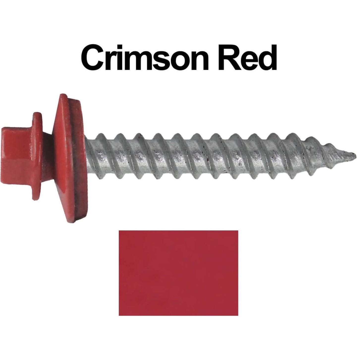 12 x 1-1/2"  Metal ROOFING SCREWS - Hex Washer Head - Self starting/self tapping - EPDM washer. Colored head.