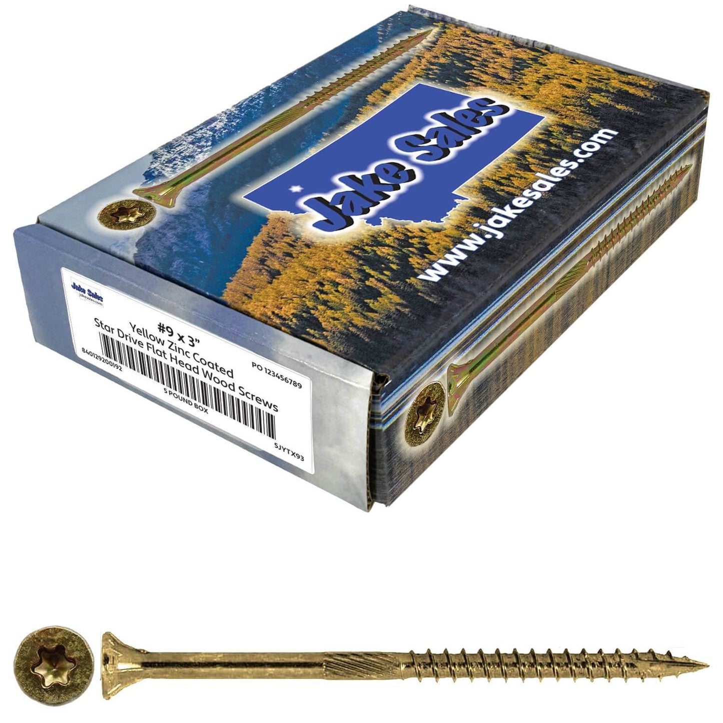 #9 Yellow Zinc Coated General Purpose Wood Screws. Torx/Star Drive Head - Multipurpose Torx/Star Drive Wood Screws
