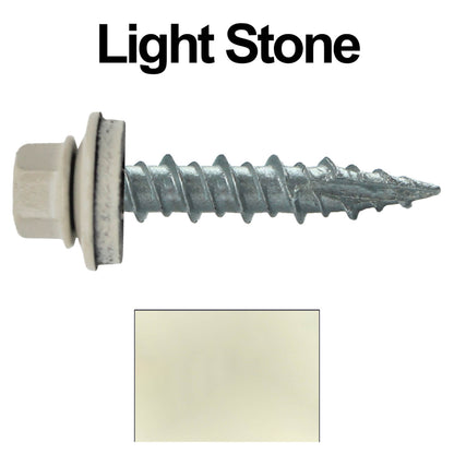 #10 x 1" Metal ROOFING SCREWS - Hex Washer Head - Self starting/self tapping - EPDM washer. Colored head.