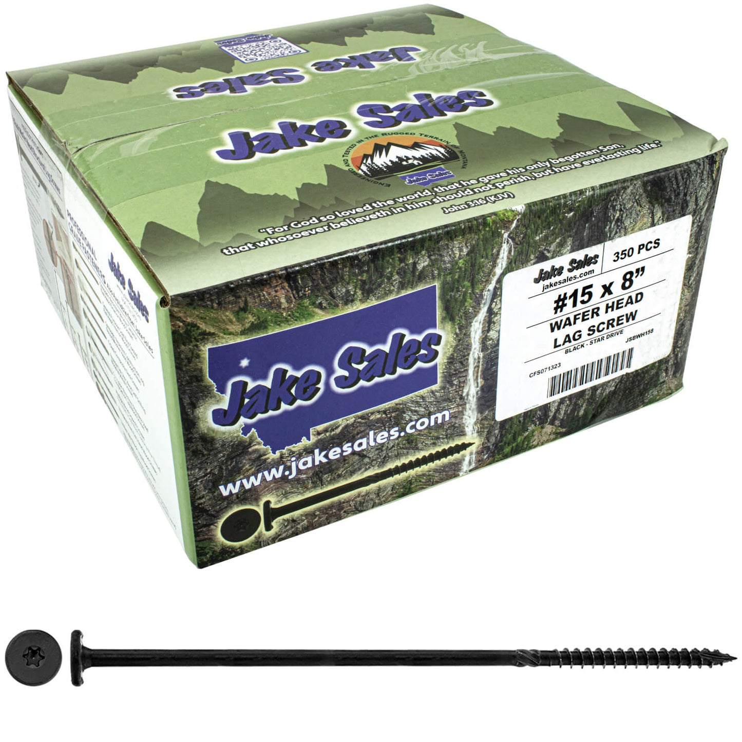#15 Black Wafer Head Structural Lag Screws. Used for Log Construction, Timber Framing, Laminated Beams and Pole Barns Among Other Uses. T-30 Torx/Star Drive