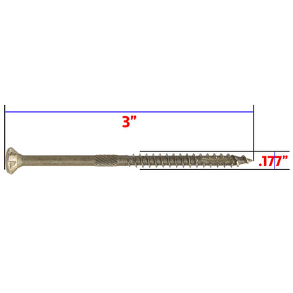 #9 x 3" Bronze Coated Multipurpose Wood Screw Torx/Star Drive Flat Head Exterior Coated - ACQ Compatible Wood Screws (OVERSTOCK)